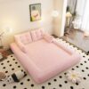 Human Dog Bed, Lazy Sofa Couch, Multifunctional Foldable Sofa Bed, 3 In 1 Teddy Fabric Sleeper Sofa Bed For Living Room Guest Bed, Playroom - Pink - Image 5