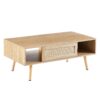 41.34" Rattan Coffee Table, Sliding Door For Storage, Solid Wood Legs, Modern Table For Living Room - Natural - Image 8