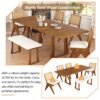 Modern 6 Piece Extendable Dining Table Set With 4 Wicker Back Upholstered Dining Chairs And Long Bench, 2 Removable Leaf - Walnut - Image 2