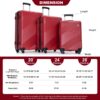 3 Piece Luggage Sets Lightweight Suitcase With Two Hooks, Spinner Wheels, (20/24/28) - Red - Image 3