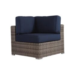 Stylish Rattan Wicker 6 Person Seating Group With Premium Sunbrella Cushions Perfect For Outdoor Entertaining - Dark Gray / Navy Blue