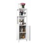 Bamboo Storage Cabinet With Tall Linen Tower, Multi Functional For Bathroom And Living Spaces - White - Image 17