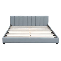 Queen & Twin Long Size Upholstered Platform Bed, Mother & Child Bed - Gray