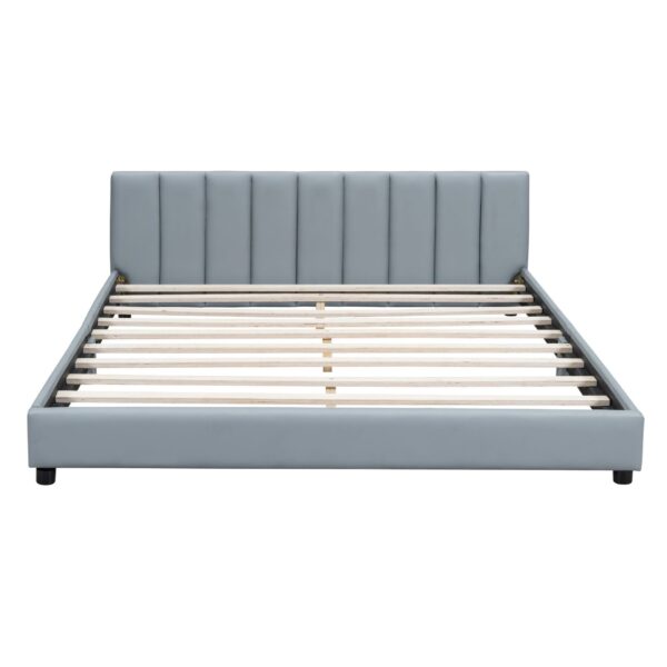 Queen & Twin Long Size Upholstered Platform Bed, Mother & Child Bed - Gray