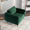 Amber - Velvet Lounge Chair - Brown / Dark Green - Image 12
