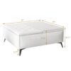Modern Wood And Fabric Square Storage Ottoman Coffee Table With Lift - Top Design - Upholstered Bench For Living Room Organization - White - Image 3