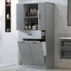 Stylish Bathroom Storage Cabinet With 2 Laundry Baskets - Gray - Image 5