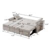 3 In 1 Convertible Sleeper Sofa Bed, Modern Fabric Loveseat Futon Sofa Couch Pullout Bed, Small Love Seat Lounge Sofa Reclining Backrest, Pillows, Pockets, Home Furniture For Living Room - Beige - Image 11