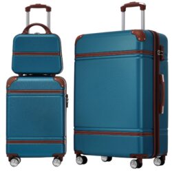 Hardshell Luggage Sets 3 Pieces 20" / 28" Luggages And Cosmetic Case Spinner Suitcase With Tsa Lock Lightweight - Blue