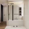 Aluminum Alloy Shower Doors With Rotation Shaft And 6Mm Tempered Glass - Matte Black - Image 3