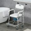 Homcom - Shower Commode Wheelchair, Padded Seat, 330 Lbs - White - Image 2