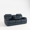 Genuine Leather Non-Power Reclining Sofa With Drop Down Table, Stainless Steel Cupholders And Magazine Bag - Blue - Image 9