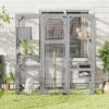 Outdoor Cat House, Diy Cat Enclosure Catio With Double Enter Doors - Light Gray - Image 4