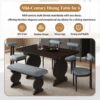 6 Piece Dining Set, Mid-Century Modern Table Set For 6 Persons With 4 Chairs And Bench, Padded Seats And Backrest - Espresso - Image 3
