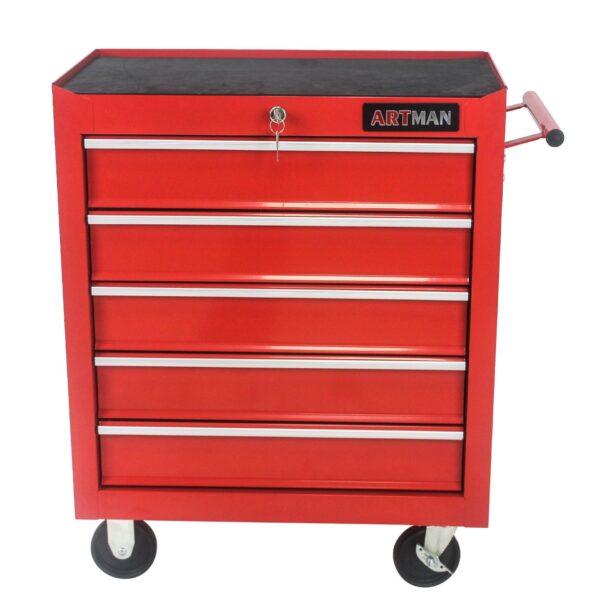 5 Drawers Multifunctional Tool Cart With Wheels - Red