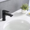 Modern Bathroom Sink Faucet Single Handle Brass Countertop Mount - Matte Black - Image 5