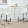 (Set of 2) Modern Minimalist Style Material Bar Stools, Suitable For Kitchen, Bar And Modern Home Design - White - Image 2