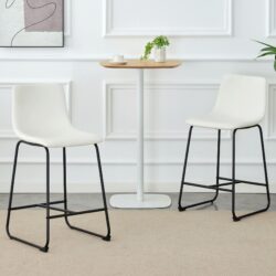 (Set of 2) Modern Minimalist Style Material Bar Stools, Suitable For Kitchen, Bar And Modern Home Design - White