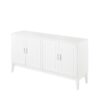 4 Door Sideboard Storage Cabinet With Door Shelf For Living Room And Dining Room, 2 Large Cabinets With Adjustable Shelf - White - Image 15