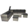 8 Piece Patio Sectional Wicker Rattan Outdoor Furniture Sof Set With One Storage Box Under Seat And Cushion Box - Gray / Black - Image 19