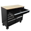 9 Drawer Multifunctional Steel Tool Cart With Wheels And Wooden Top - Black - Image 6