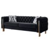 Chesterfield - Modern Tufted Velvet Living Room Sofa, 84.25''W Couch - Black - Image 2
