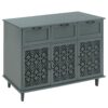 3 Door 3 Drawer Cabinet, American Furniture, Suitable For Bedroom, Living Room, Study - Dark Green - Image 7