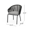 Outdoor Accent Chair With Rope Weave And Metal Frame (Set of 2) - Gray - Image 3