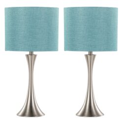 Lenuxe - Contemporary Table Lamp (Set of 2) - Nickel / Turquoise