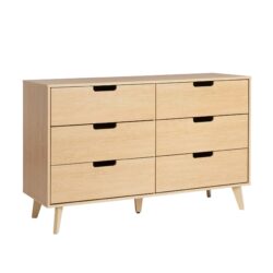 Mid-Century Hans 6 Drawer Dresser With Cut-Out Handles - Riviera Brown