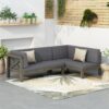 Aura - 2 Piece Outdoor Set With X Back Left Bench And Corner - Dark Gray - Image 2