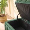 Wide Upholstered Velvet Storage Soft Bench Footstool Ottoman End Of Bed With Metal Legs, Foot Rest For Living Room, Entryway And Bedroom - Green - Image 9