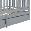 Twin Size Daybed With Fence Guardrails And 2 Drawers, Split Into Independent Floor Bed & Daybed - Gray - Image 11