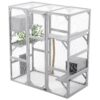 Outdoor Cat House, Diy Cat Enclosure Catio With Double Enter Doors - Light Gray - Image 9