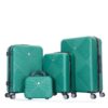 4 Piece Lightweight Suitcase, Makeup Box, Aircraft Wheels (14/20/24/28) - Dark Green - Image 5