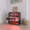 4 Layers Shoe Cabinet With Glass Door And Glass Layer Shoes Display Cabinet With LED Light Bluetooth Control - Black - Image 6