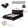 King Size Upholstered Platform Bed With Special Shaped Velvet Headboard, Metal & Solid Wood Frame - Black - Image 3