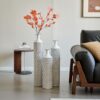 Modern Floor Vase Set Metal Vases With Geometric Pattern, 3 Piece Home Decor Set - White / Black - Image 11