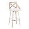 Charlotte - Farmhouse Fixed Height Barstool With Swivel Round Chrome Footrest (Set of 2) - White Washed / Cream - Image 2