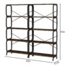 5 Tier Industrial Bookshelf, Rustic Brown Tall Bookcase With Open Wood & Metal Design, Vintage Storage Organizer - Black - Image 3
