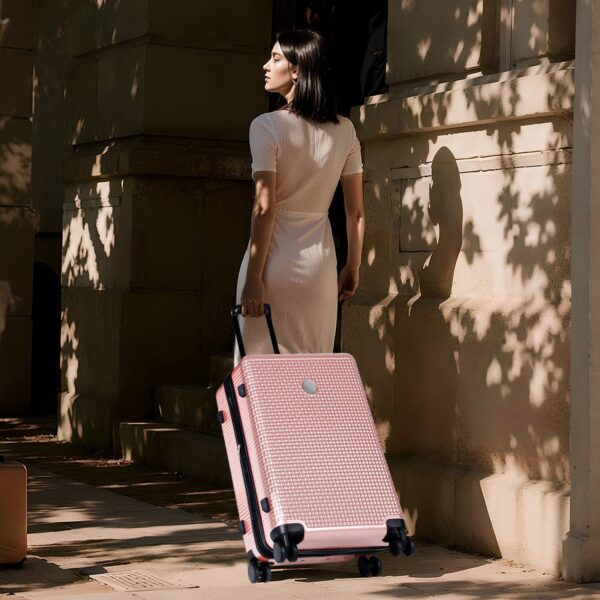 Luggage Sets 3 Piece Hardshell Suitcases With Wheels, Lightweight Expandable Travel Luggage With Tsa Lock, Carry-On, Checked Luggage (20" 24" 28") - Rose Gold