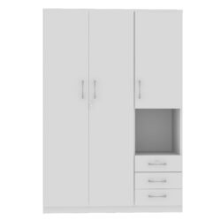 2 Doors Wardrobe Storage For Bedroom With Shelves And 3 Drawers - White