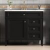 Bathroom Vanity With Top Sink, Modern Bathroom Storage Cabinet, 2 Drawers And A Tip-Out Drawer, Single Sink Bathroom Vanity - Black - Image 20