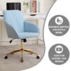 Adjustable Office Chair, Ergonomic Swivel Chair With Golden Base, Comfortable For Long Sitting - Baby Blue - Image 10