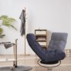 Adjustable Japanese Reclining Floor Chair Sofa With Metal Frame For Living Room & Balcony - Navy - Image 6