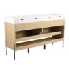 Modern 60" Bathroom Vanity Combo With Single Resin Sink And Storage Cabinet - Oak - Image 12