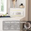 Space Saving Makeup Vanity Desk With Mirror & Adjustable Led Lights, Built-In Power Outlet, Hidden Storage, Includes Stool & Shelf - White - Image 7