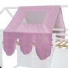 Full Size Loft Bed With House Shaped Frame And Tent - White / Pink - Image 10