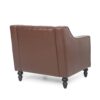 Contemporary Club Chair With Button Tufting And Birch Wood Legs - Dark Brown - Image 6
