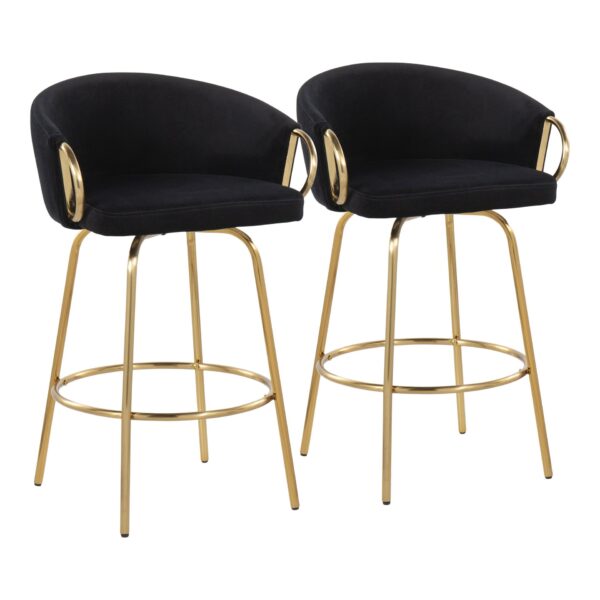 Claire - Contemporary / Glam Counter Stool (Set of 2) - Gold / Black